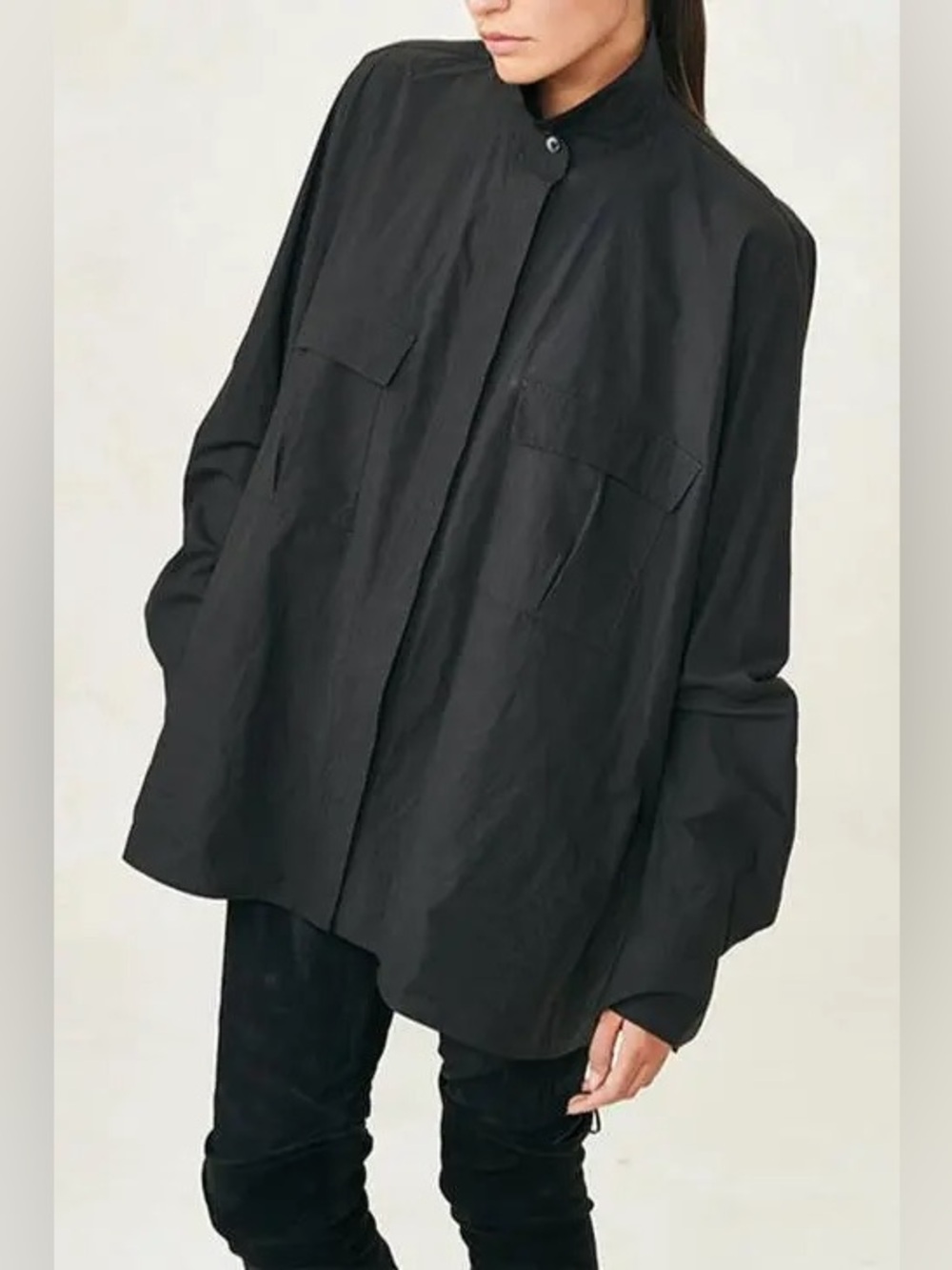 Urban Zen Poplin Oversized Shirt XS black boyfriend boxy Italy contemporary
